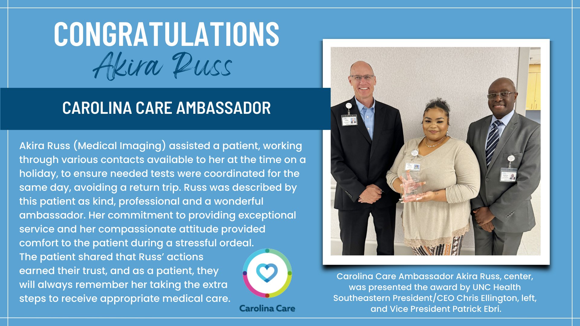 Carolina Care Award May 2024